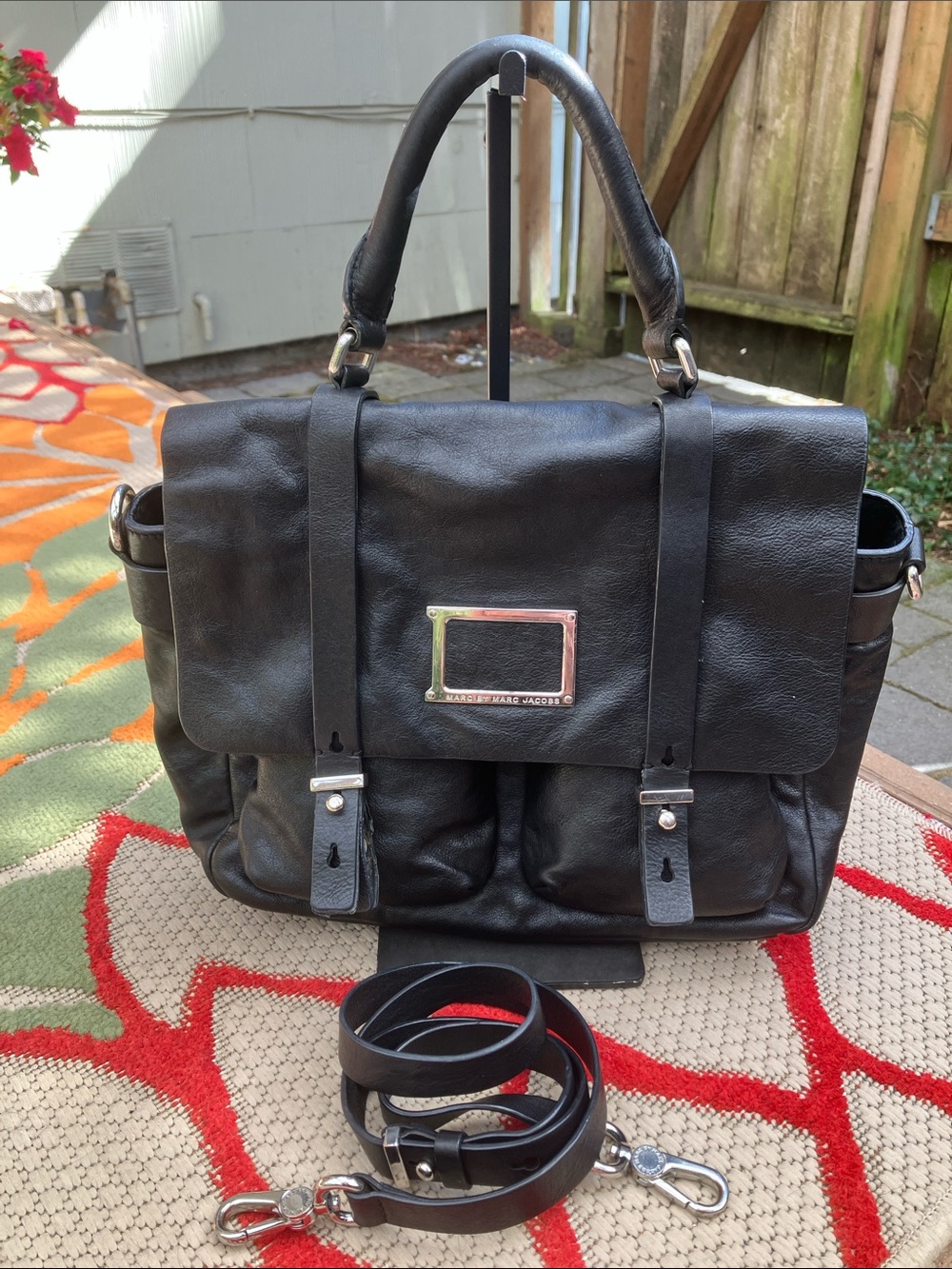 Marc by Marc Jacobs Werdie Black Leather Messenger Bag